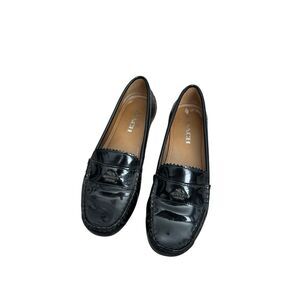 Coach Odette Black Patent Leather Loafers Women's Size 7.5 Slip on Shoes Luxury